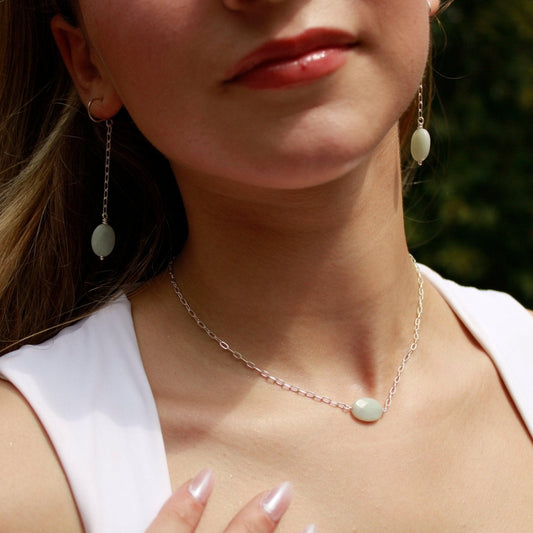Aquamarine Sterling Silver Dangle Earrings handmade in virginia Carrie Foscato Design