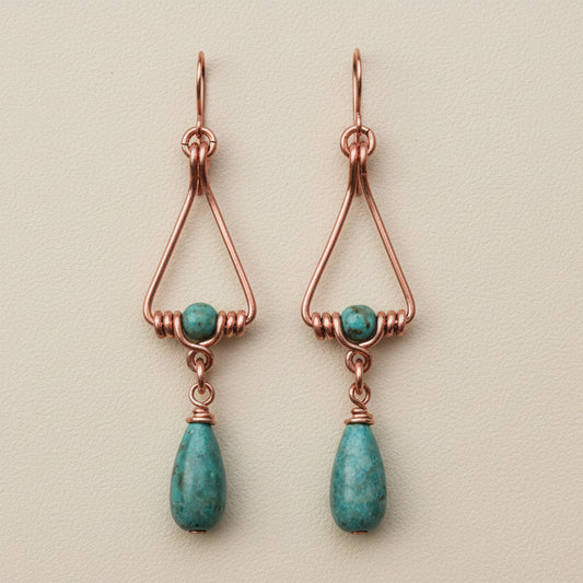 Copper Wire-wrapped Turquoise Earrings