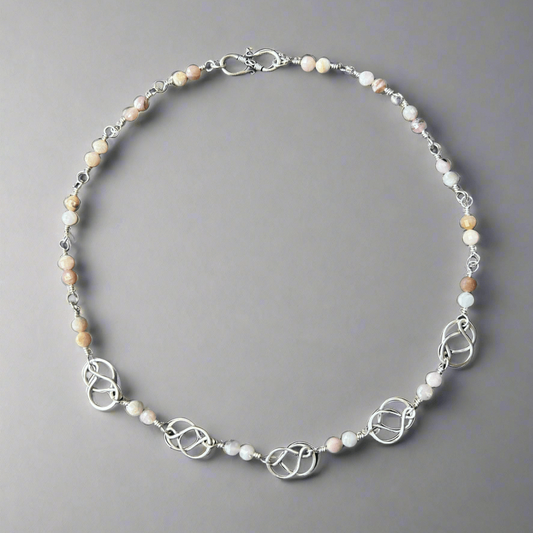 Peruvian Pink Opal Sterling Silver Necklace