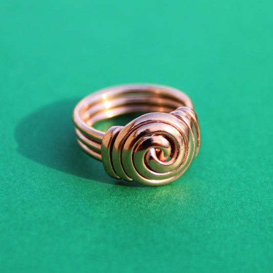 Artisan Copper Mega Spiral Ring - Bold Boho Statement Jewelry for Women
