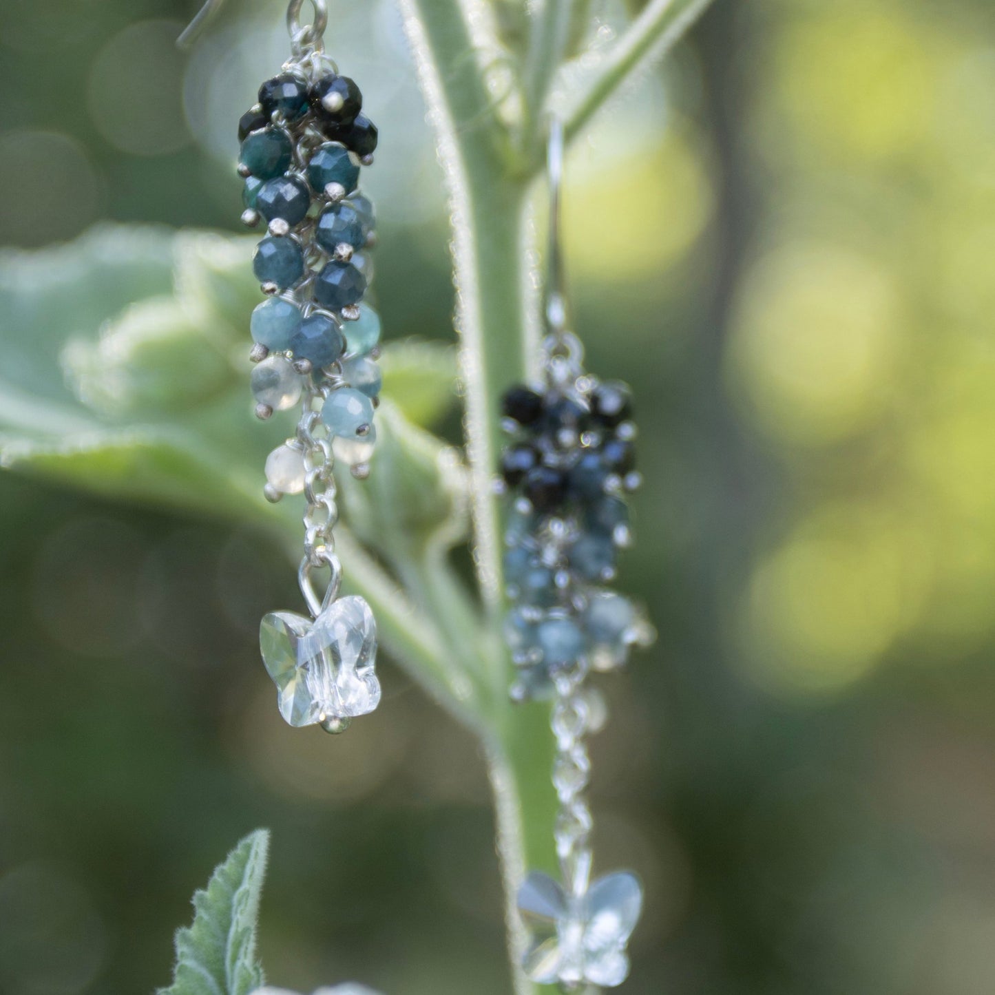 Blue Tourmaline Cluster Earrings