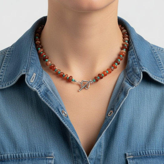 Botswana Agate & Magnesite Beaded Necklace