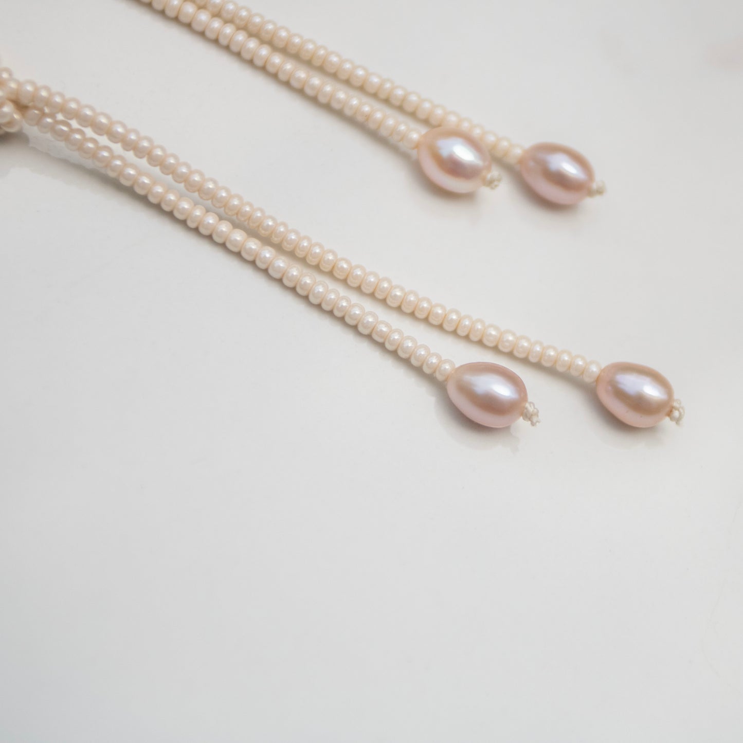 Tidal Knot — Ivory & Blush Pearl Fringe Earrings