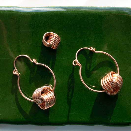 Vintage Inspired Coiled Knot Hoop Earrings in Copper