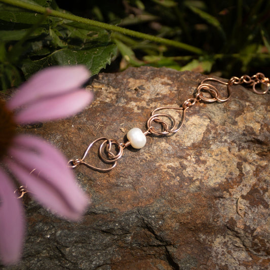 Copper Double Coin Knot Bracelet – Custom Center Bead