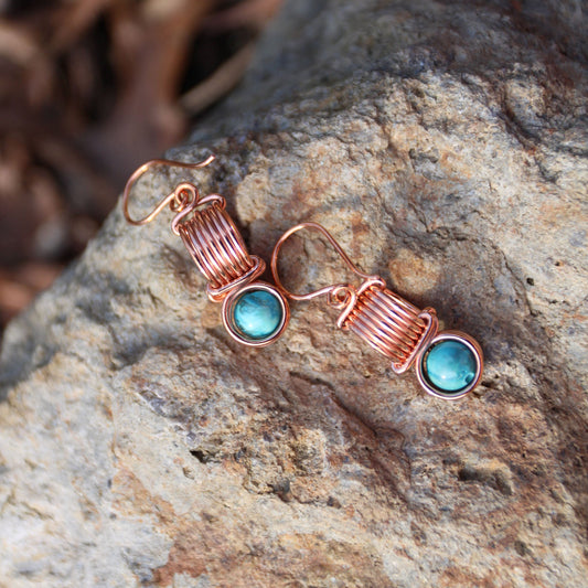 Copper & Turquoise Magnesite Coil Earrings