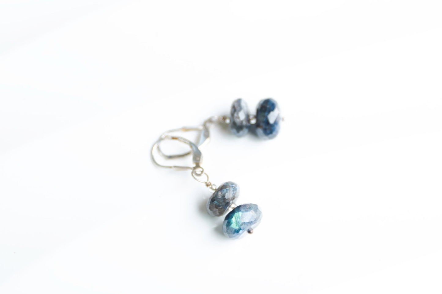 Blue Flicker – Sterling Silver Labradorite Leverback Earrings - Carrie Foscato Design