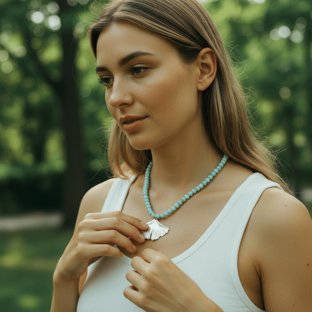 Ginkgo Necklace - Three Quarter v2