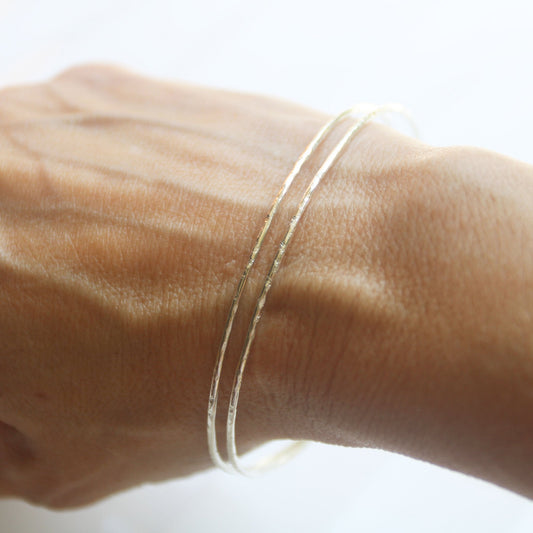 hammered sterling silver bangle bracelet carrie foscato design made in usa