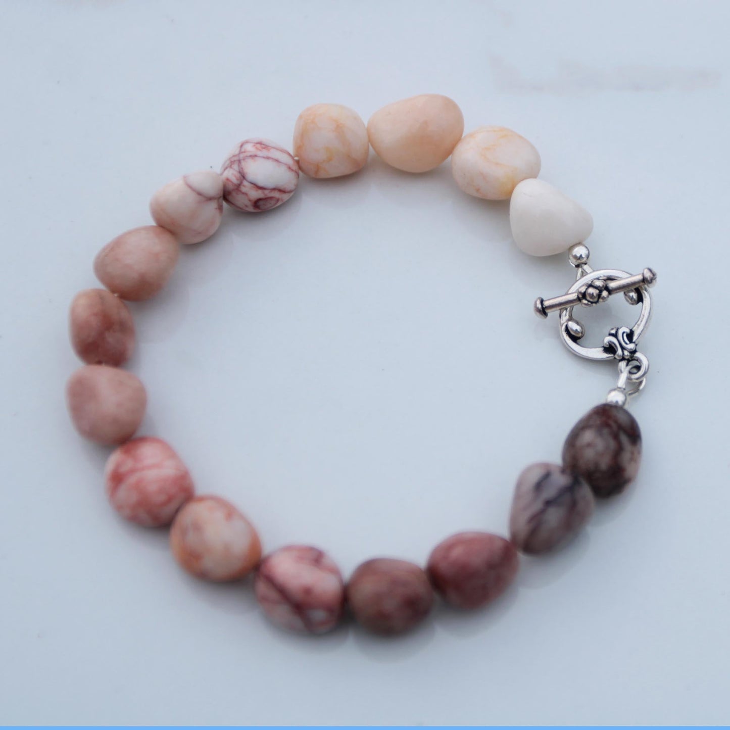 Large Nugget Peruvian pink opal bracelet handmade in virginia