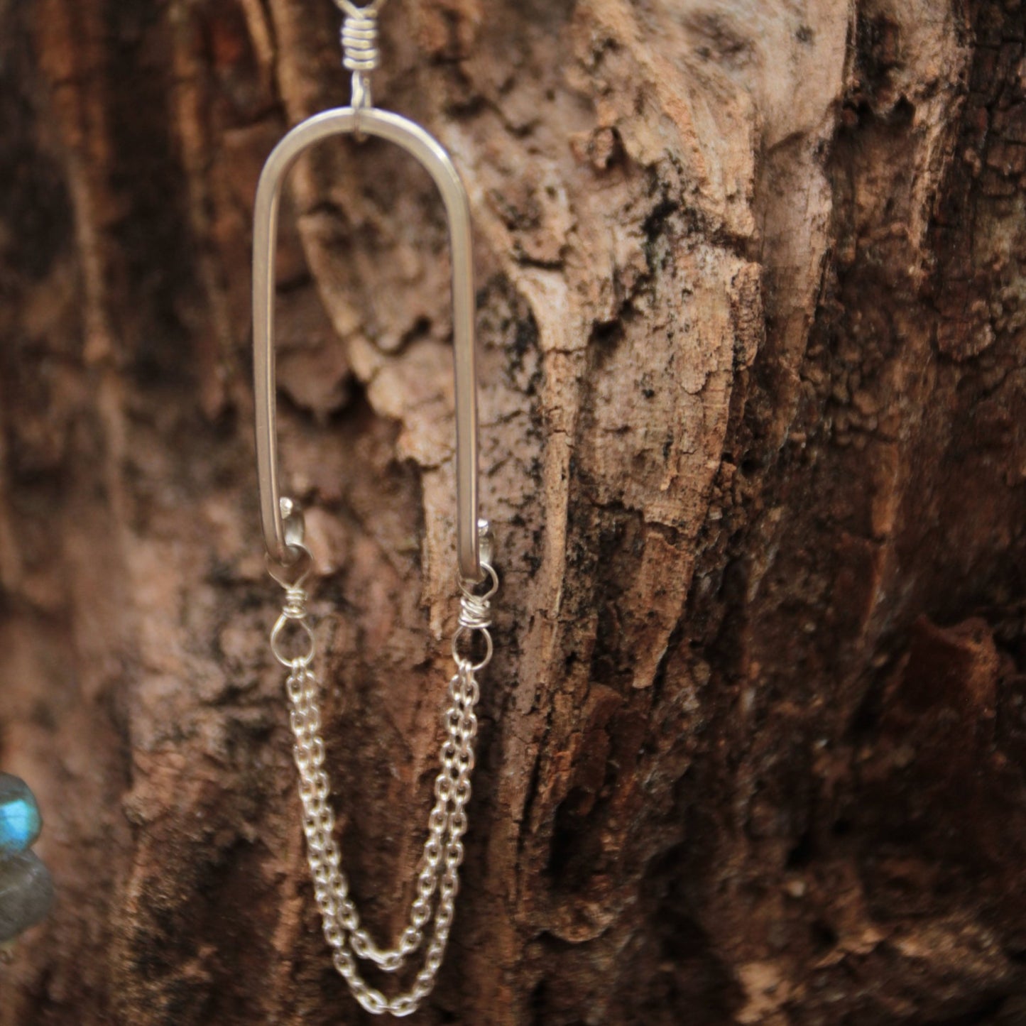 Sterling Silver Arch & Chain Earrings