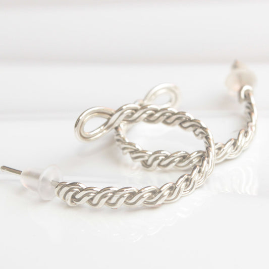 sterling silver twisted wire stud hoop earrings carrie foscato design made in usa