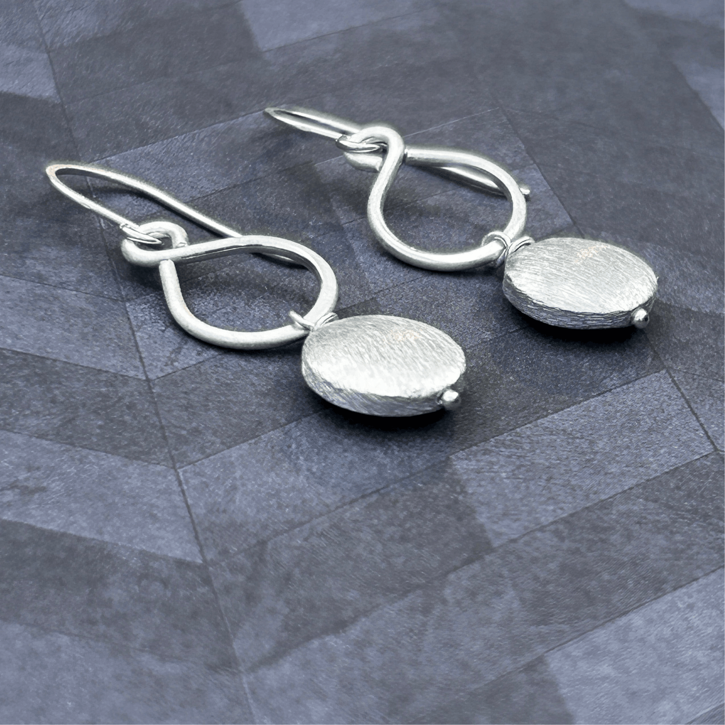 Sterling Silver Figure-8 Earrings with silver coin beads