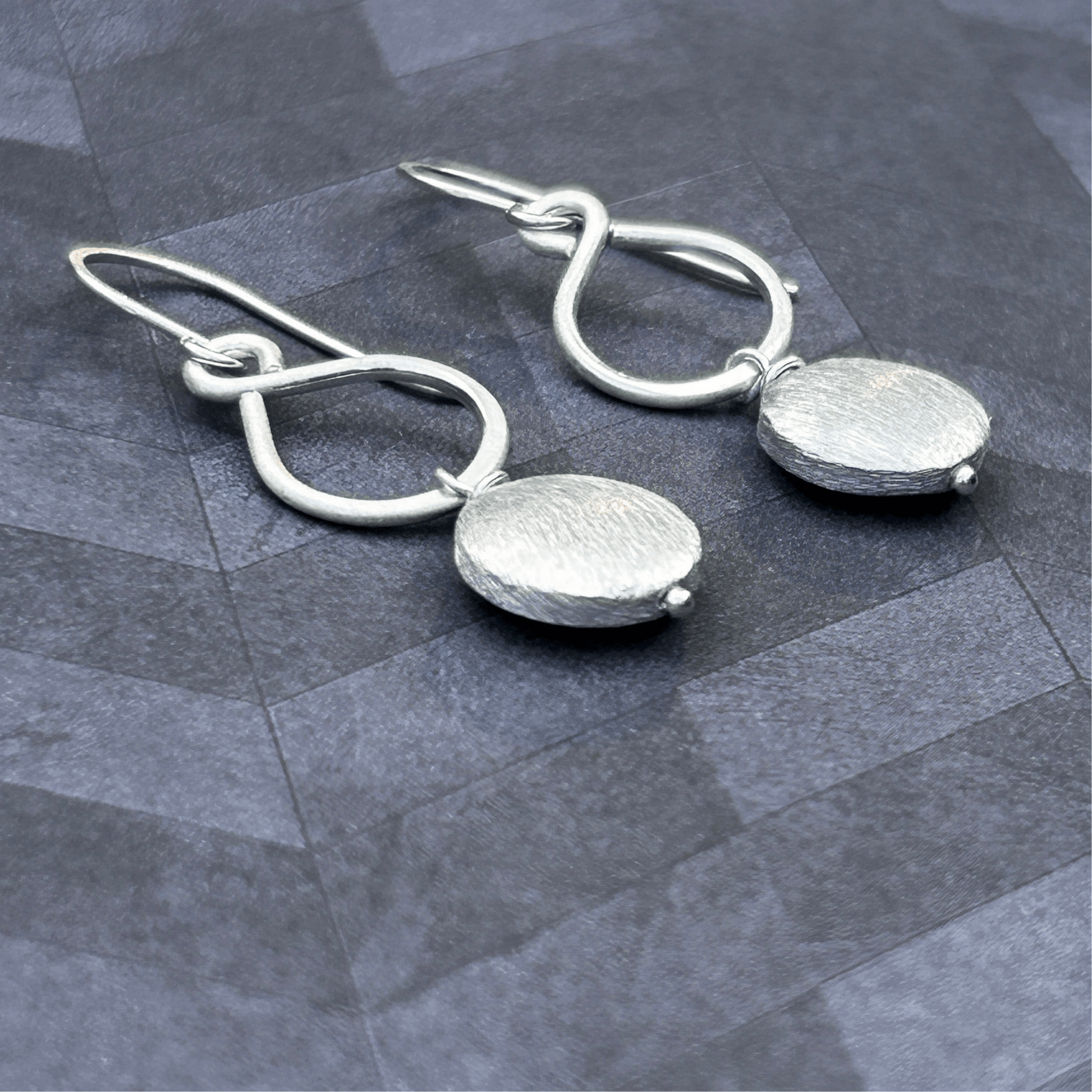 Sterling Silver Figure-8 Earrings with silver coin beads
