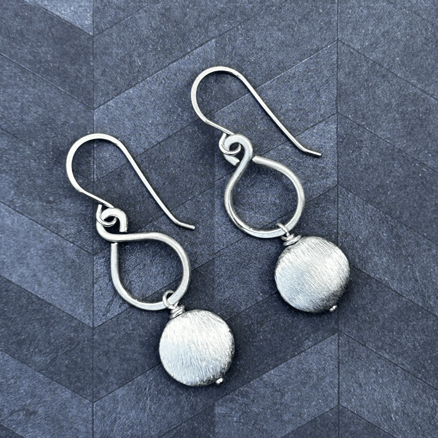 Sterling Silver Figure-8 Earrings with silver coin beads