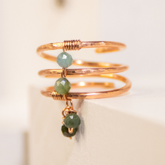 Copper Charm Ring | Blue Tourmaline