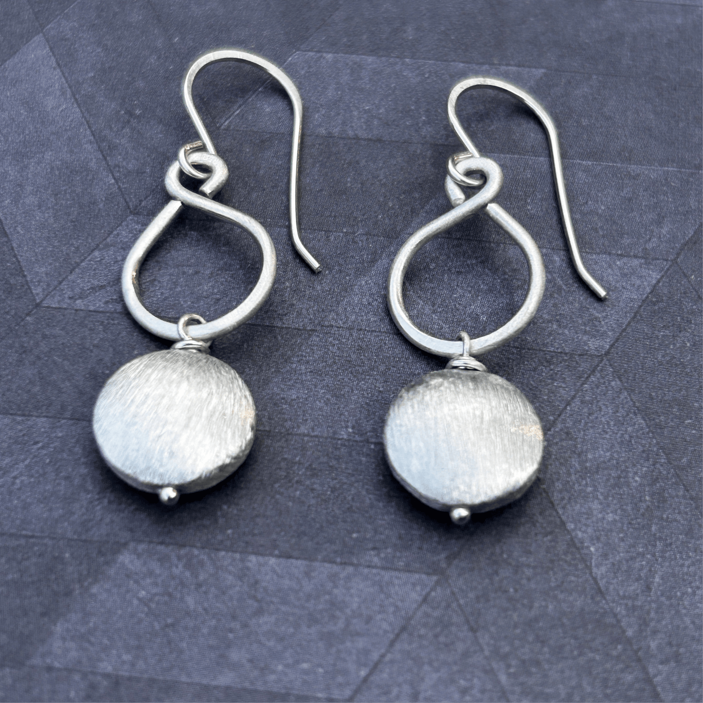 Sterling Silver Figure-8 Earrings with silver coin beads