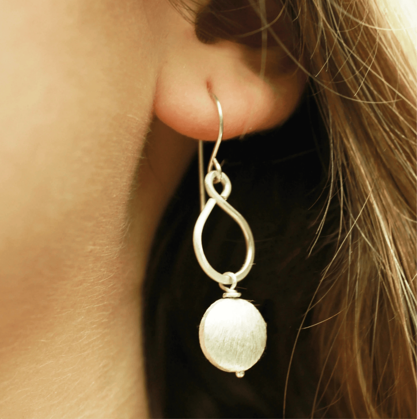 Sterling Silver Figure-8 Earrings with silver coin beads