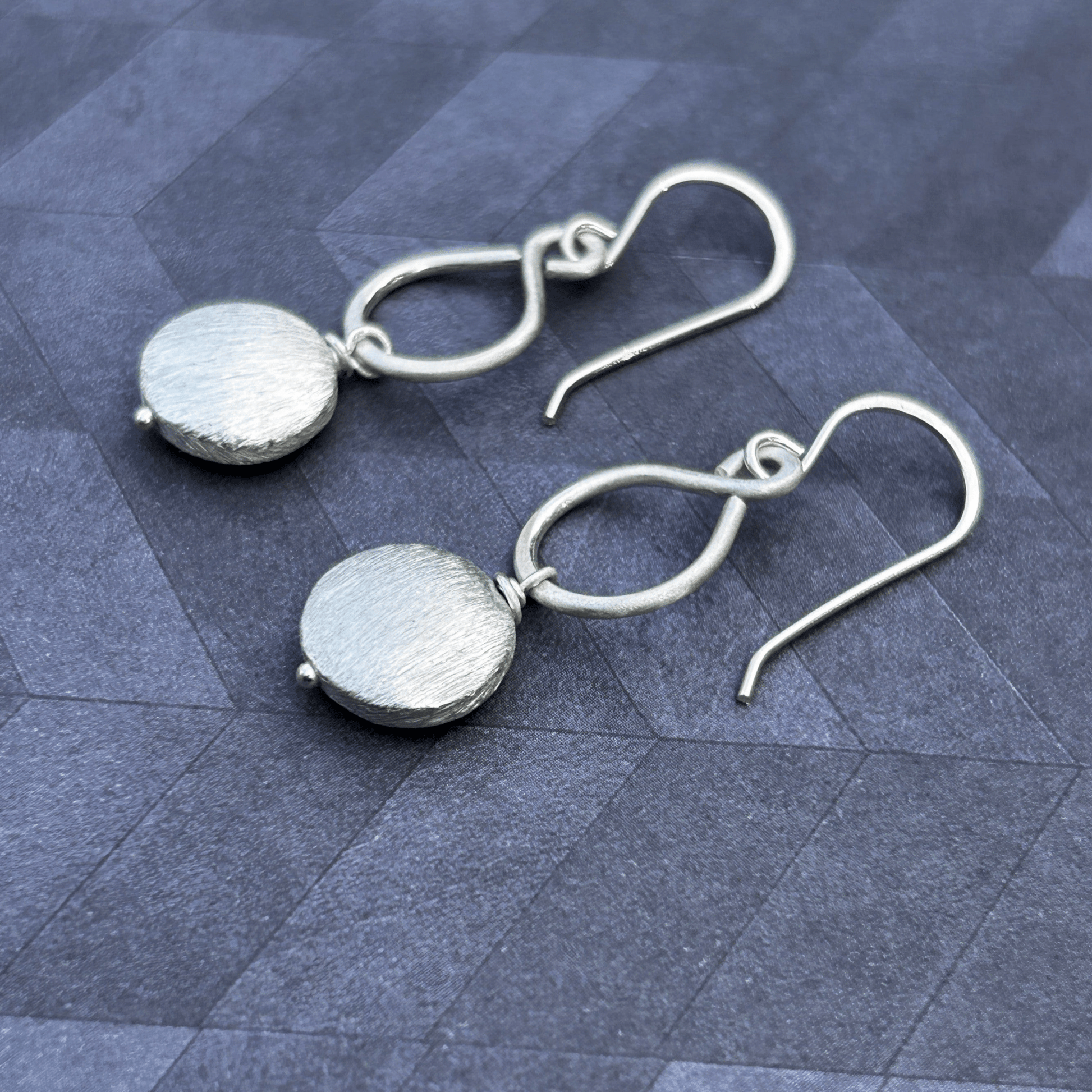 Sterling Silver Figure-8 Earrings with silver coin beads
