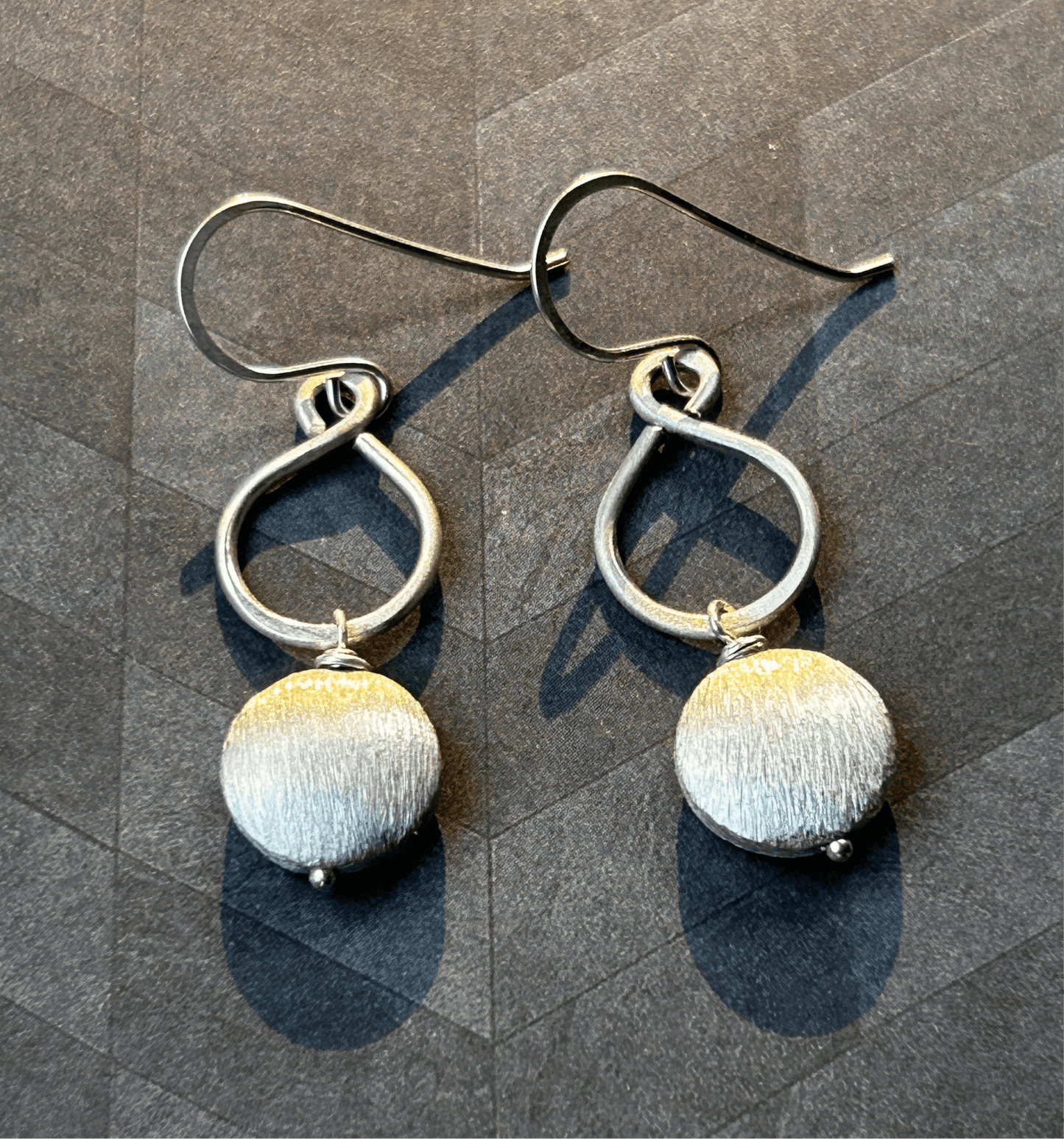 Sterling Silver Figure-8 Earrings with silver coin beads