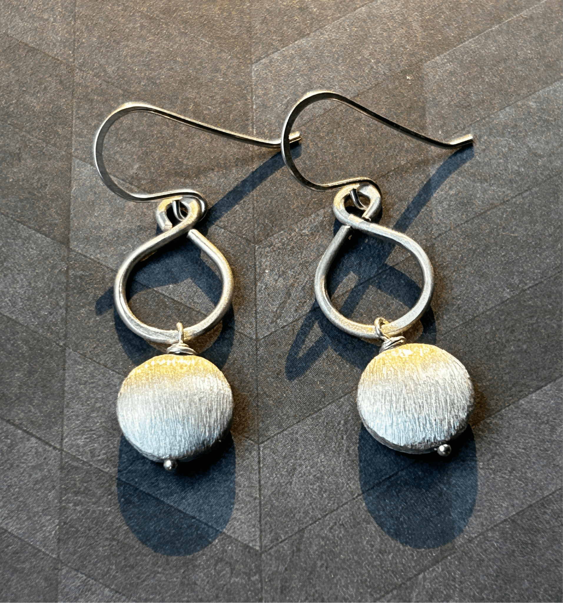 Sterling Silver Figure-8 Earrings with silver coin beads