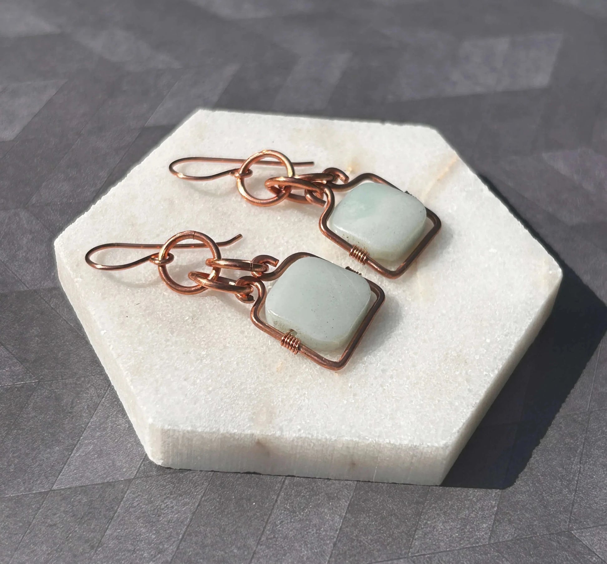 Copper Box & Links Earrings