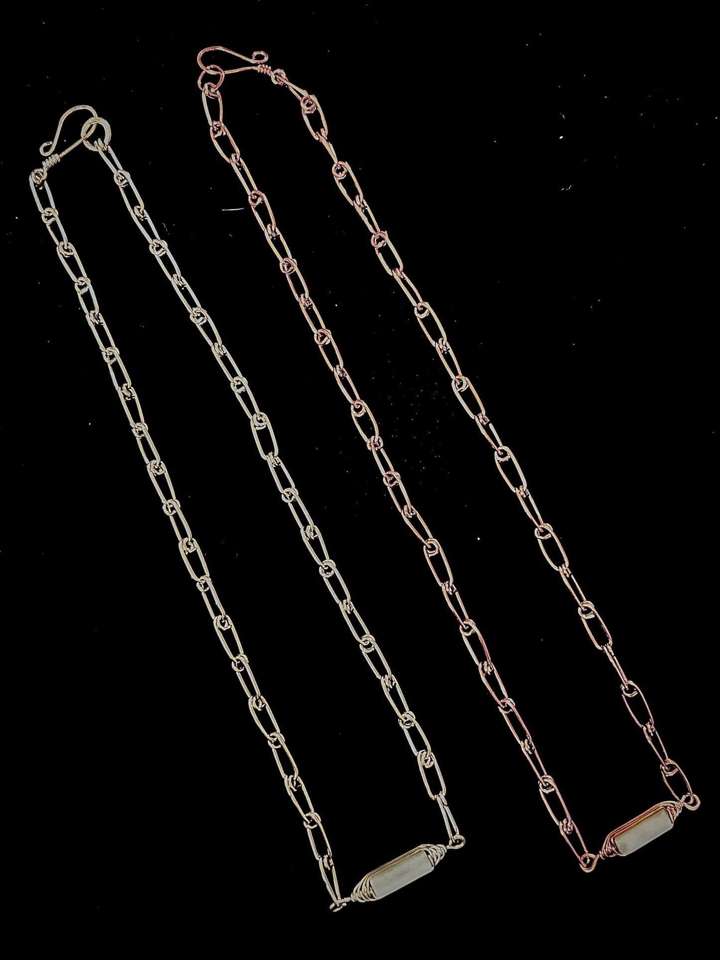 Copper Paperclip Chain Necklace with Amazonite gemstone