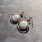 Copper Wire-Wrapped Hoops Set with 22mm Aquamarine Coin Gemstones