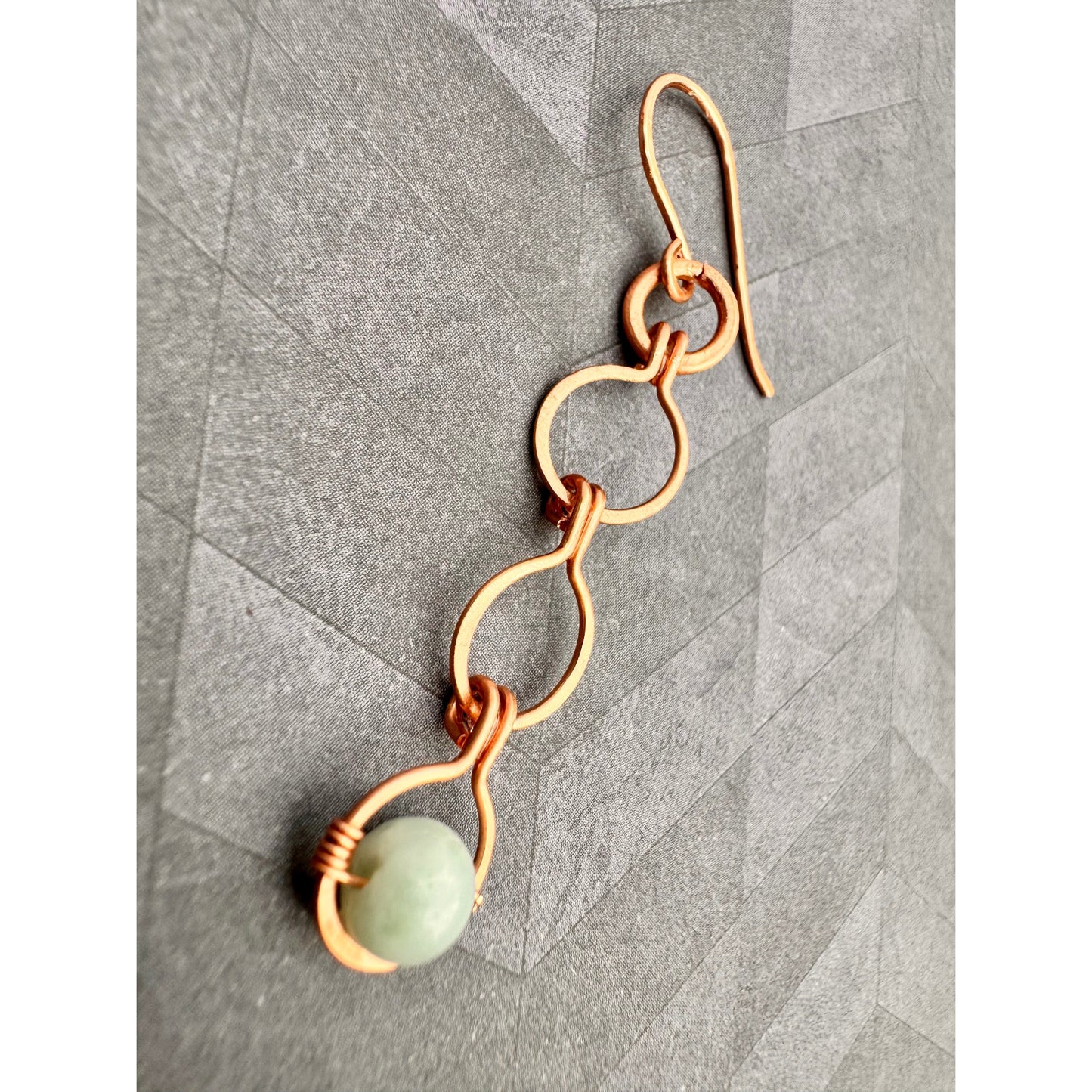 copper wire wrapped handmade earrings aquamarine accent gemstone beads made in virginia