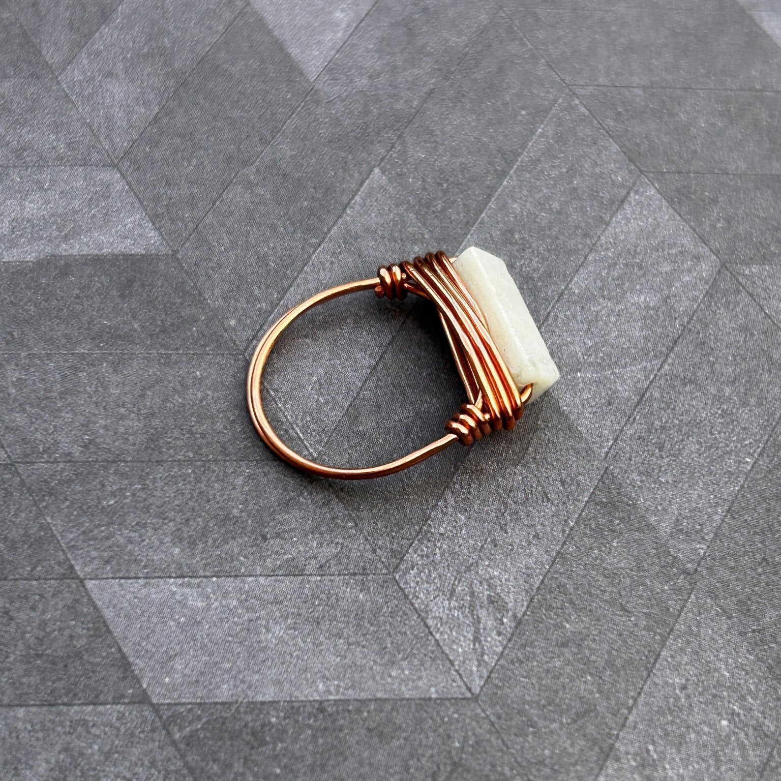 Copper wire wrapped amazonite ring