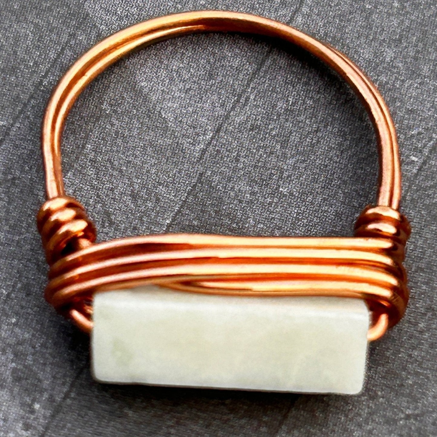 Copper wire wrapped amazonite ring