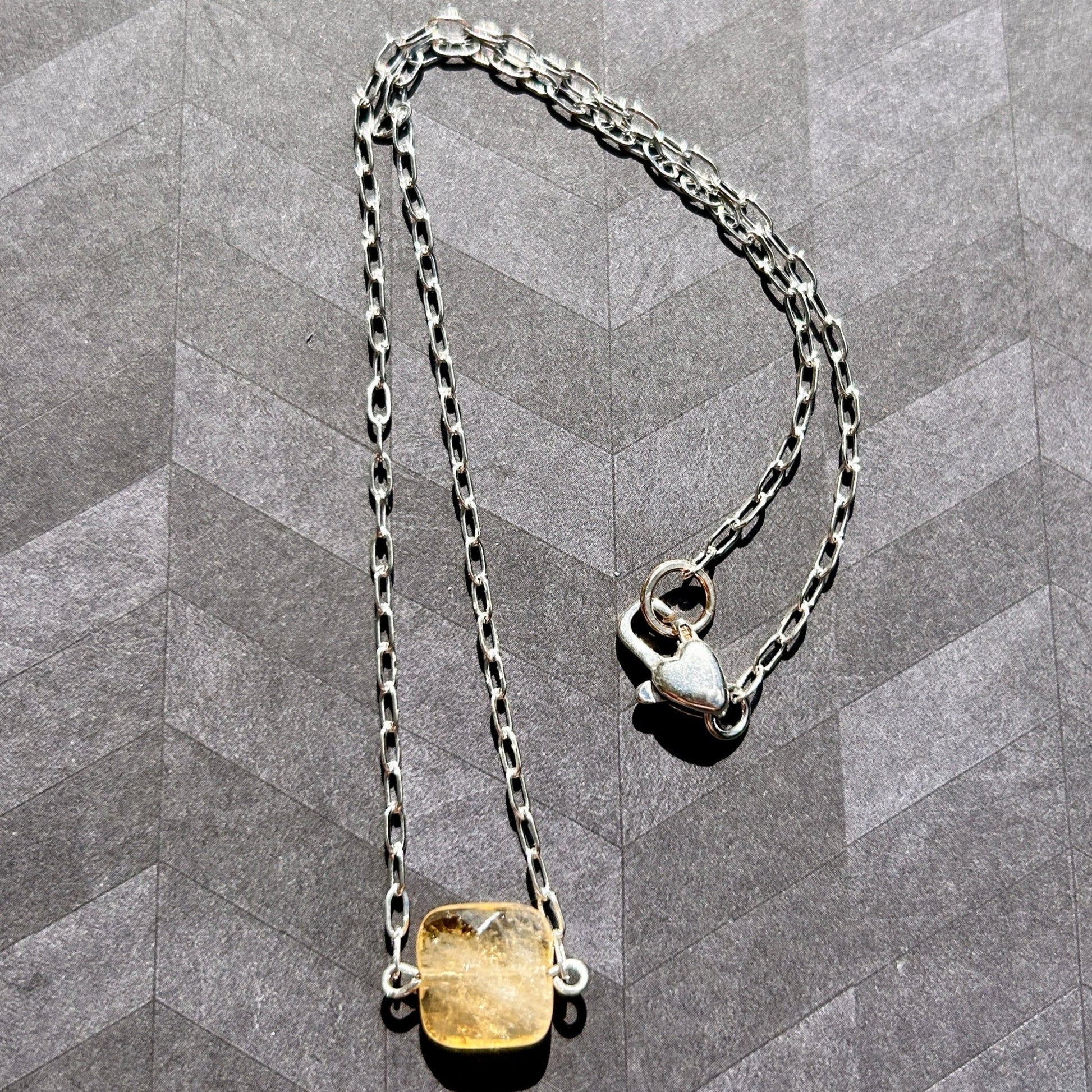 handmade focal gemstone chain sterling silver necklace carrie foscato design USA minimalist design