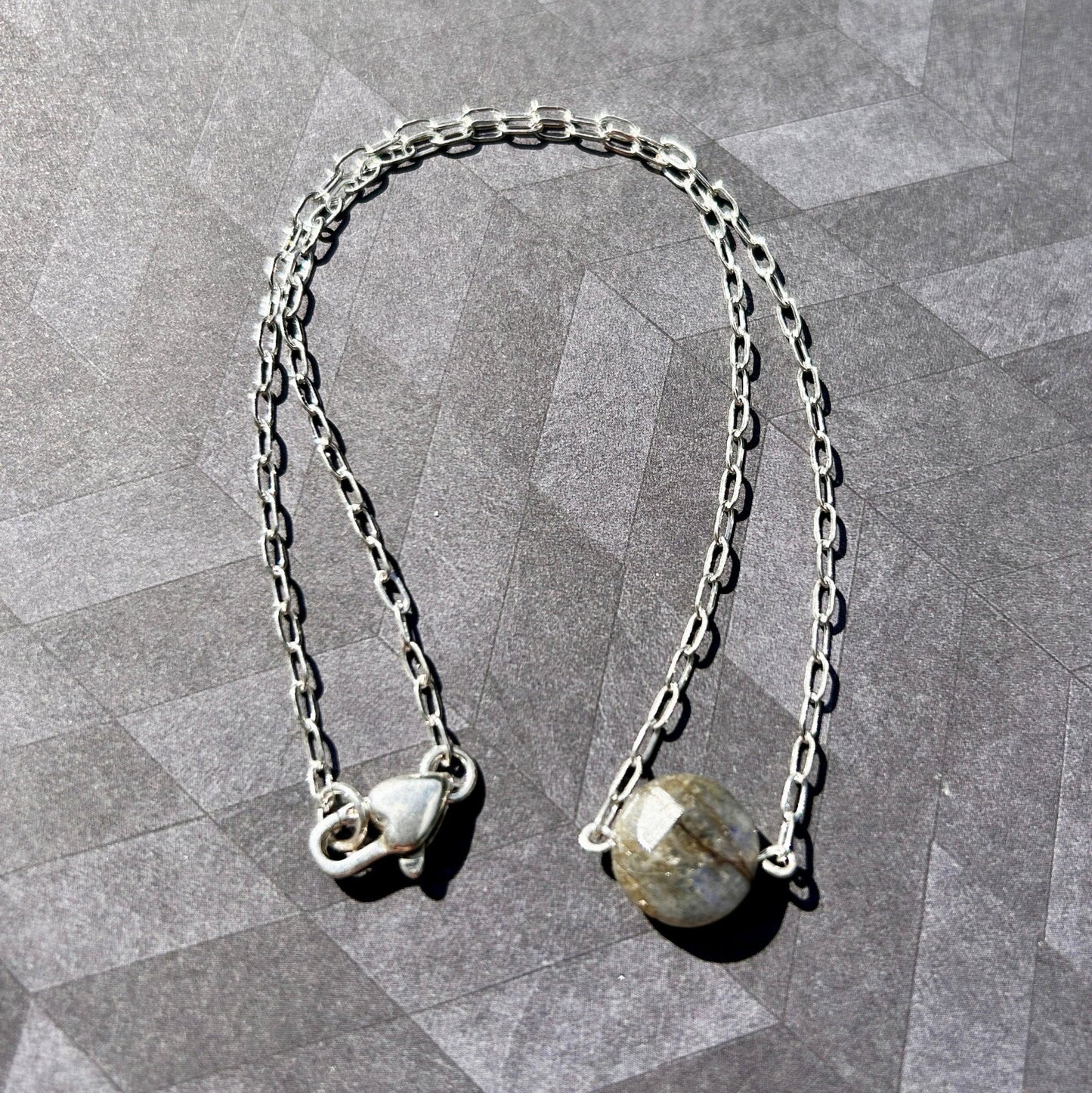 handmade focal gemstone chain sterling silver necklace carrie foscato design USA minimalist design