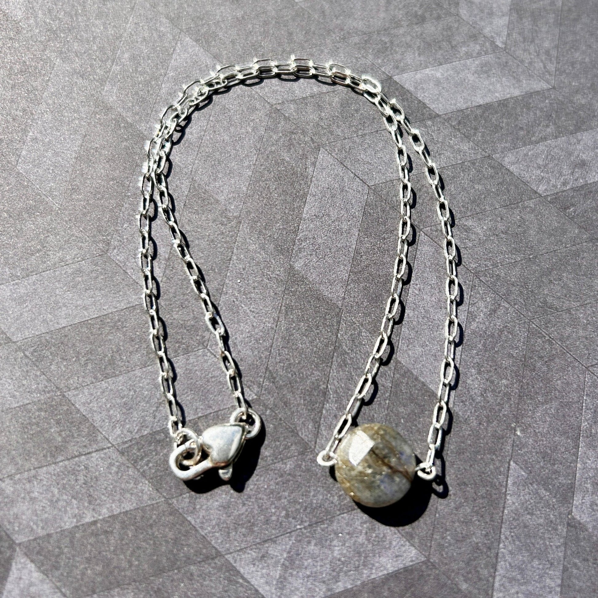 handmade focal gemstone chain sterling silver necklace carrie foscato design USA minimalist design