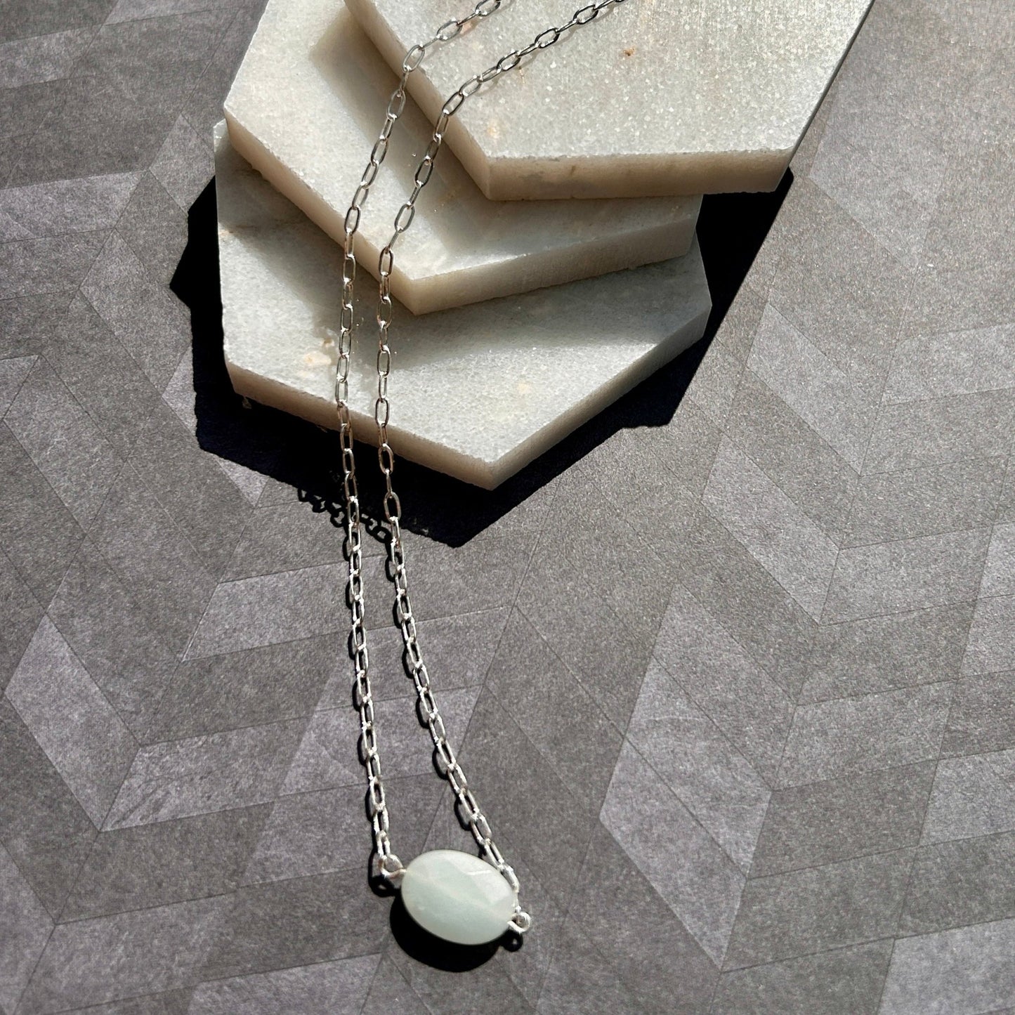 handmade focal gemstone chain sterling silver necklace carrie foscato design USA minimalist design