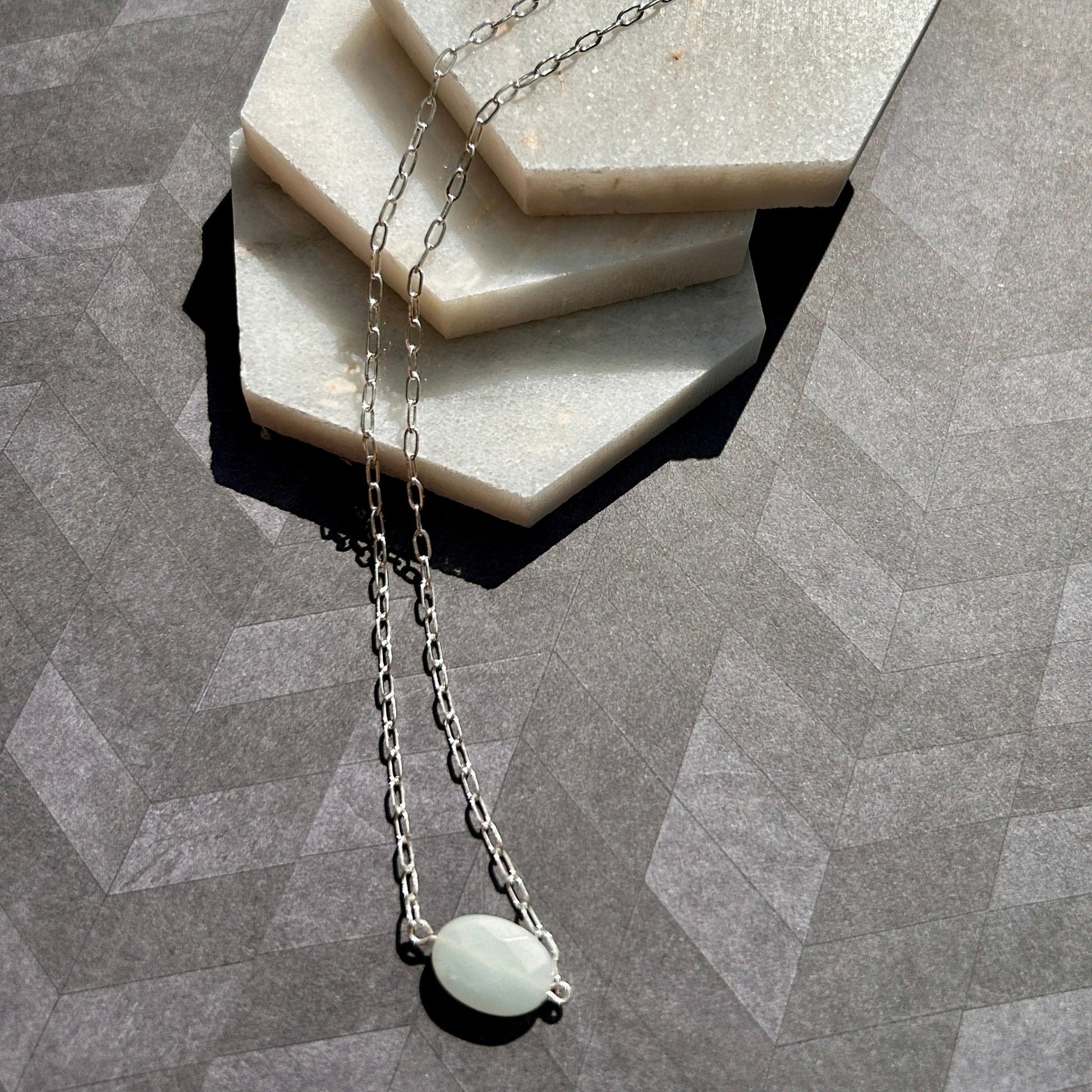 handmade focal gemstone chain sterling silver necklace carrie foscato design USA minimalist design