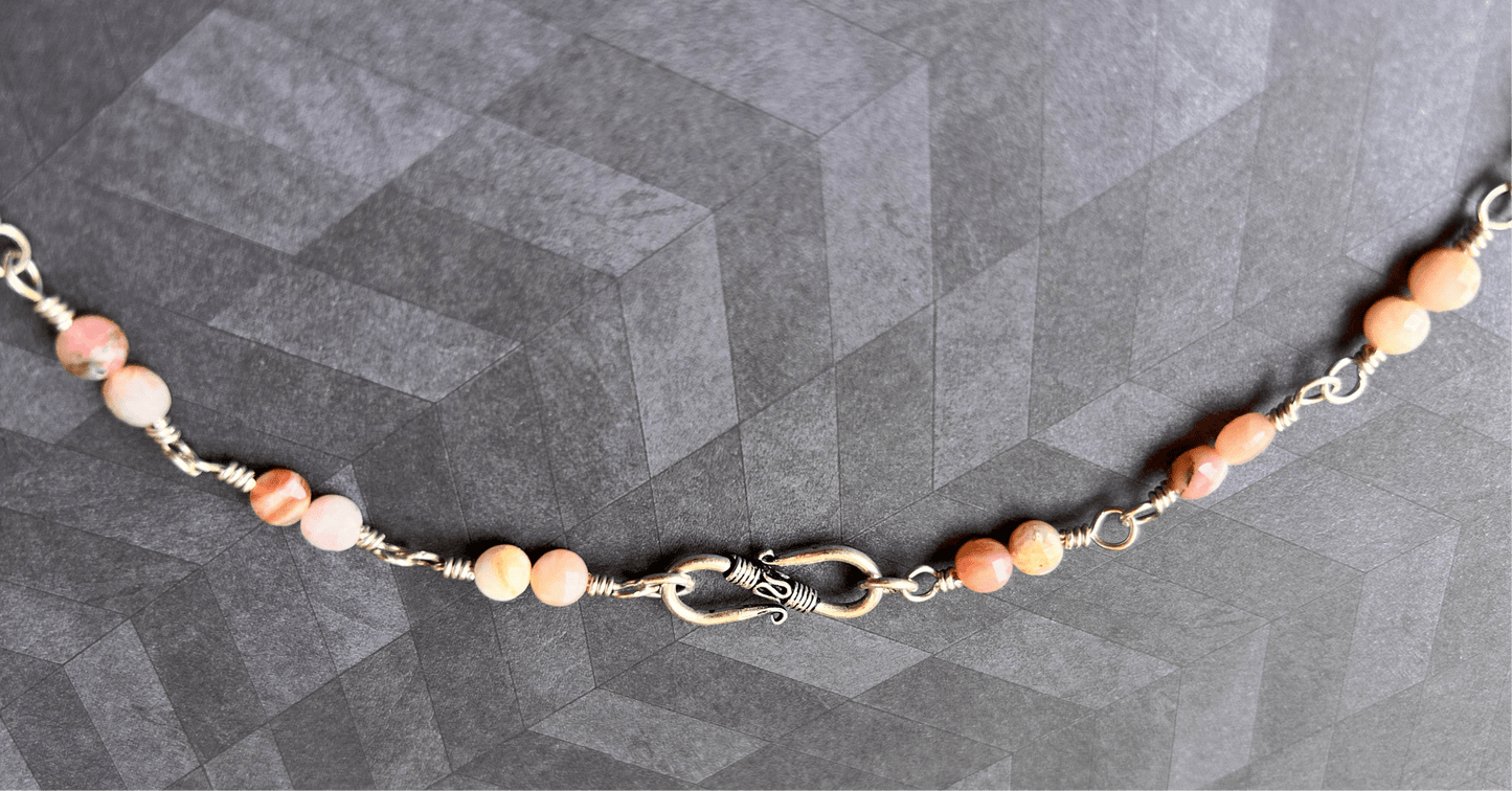 Peruvian Pink Opal Sterling Silver Necklace