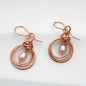 pipa knot wire wrapped copper earrings with pearl teardrop handmade USA carrie foscato design