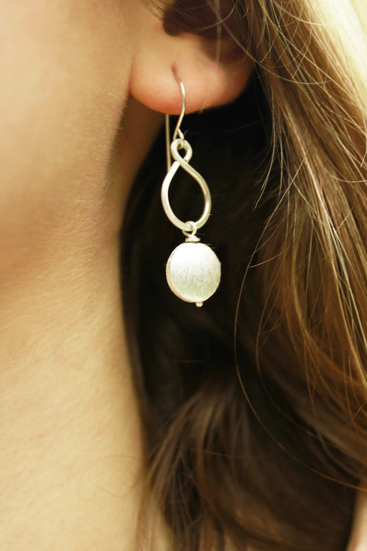 Sterling Silver Figure-8 Earrings with Faceted Labradorite Gemstones