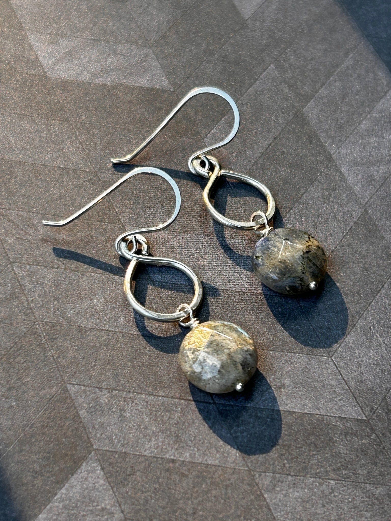 Sterling Silver Figure-8 Earrings with Faceted Labradorite Gemstones