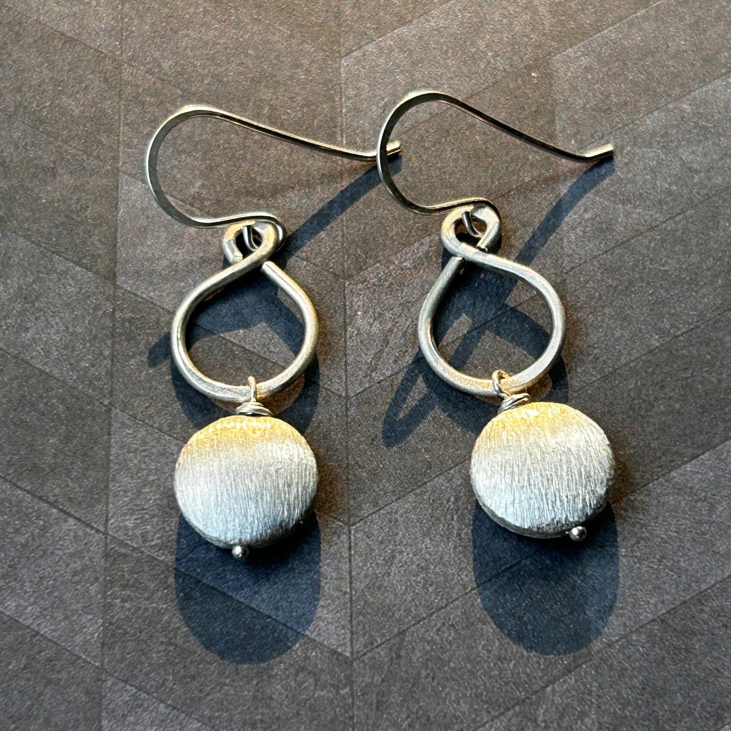 Sterling Silver Figure-8 Earrings with silver coin beads