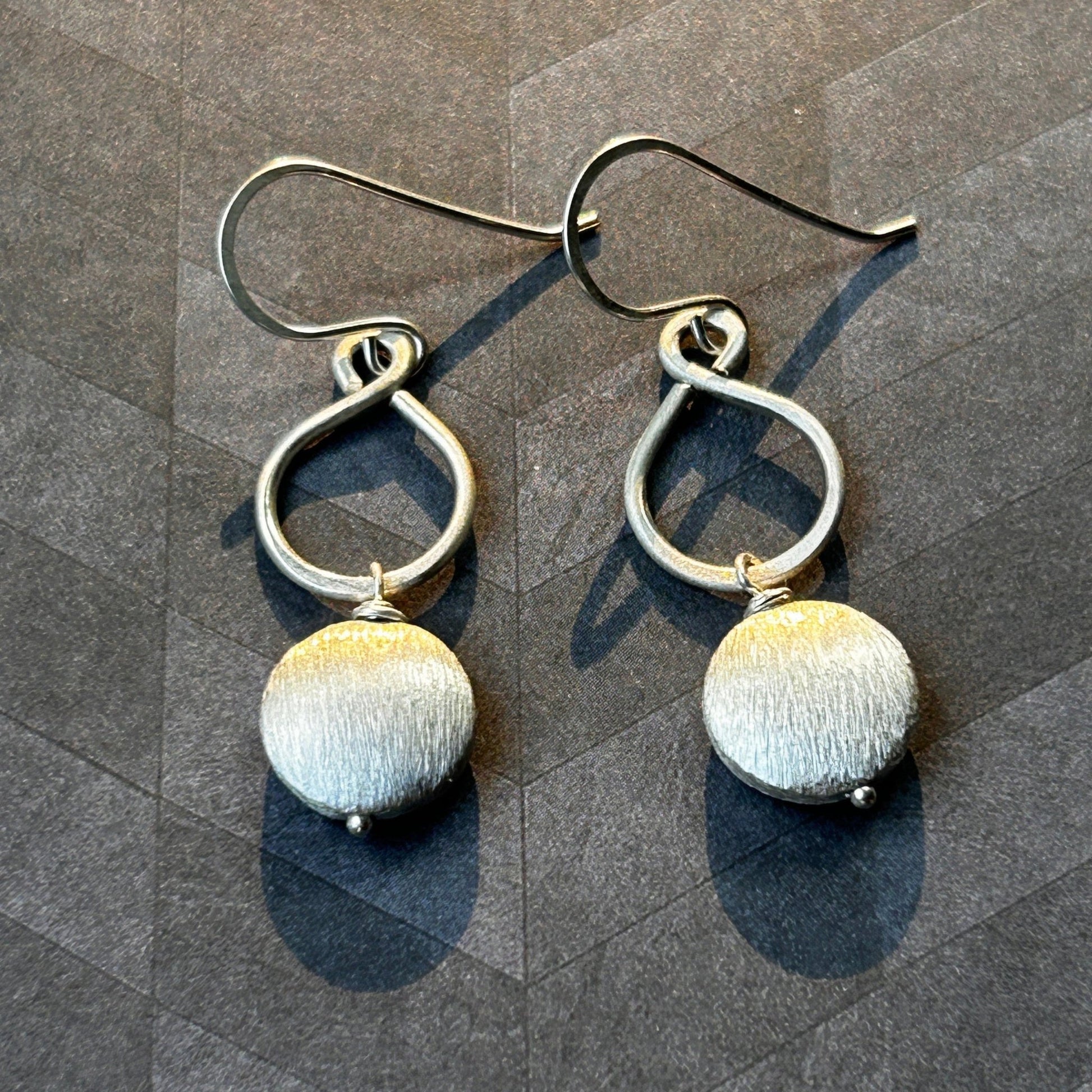 Sterling Silver Figure-8 Earrings with silver coin beads