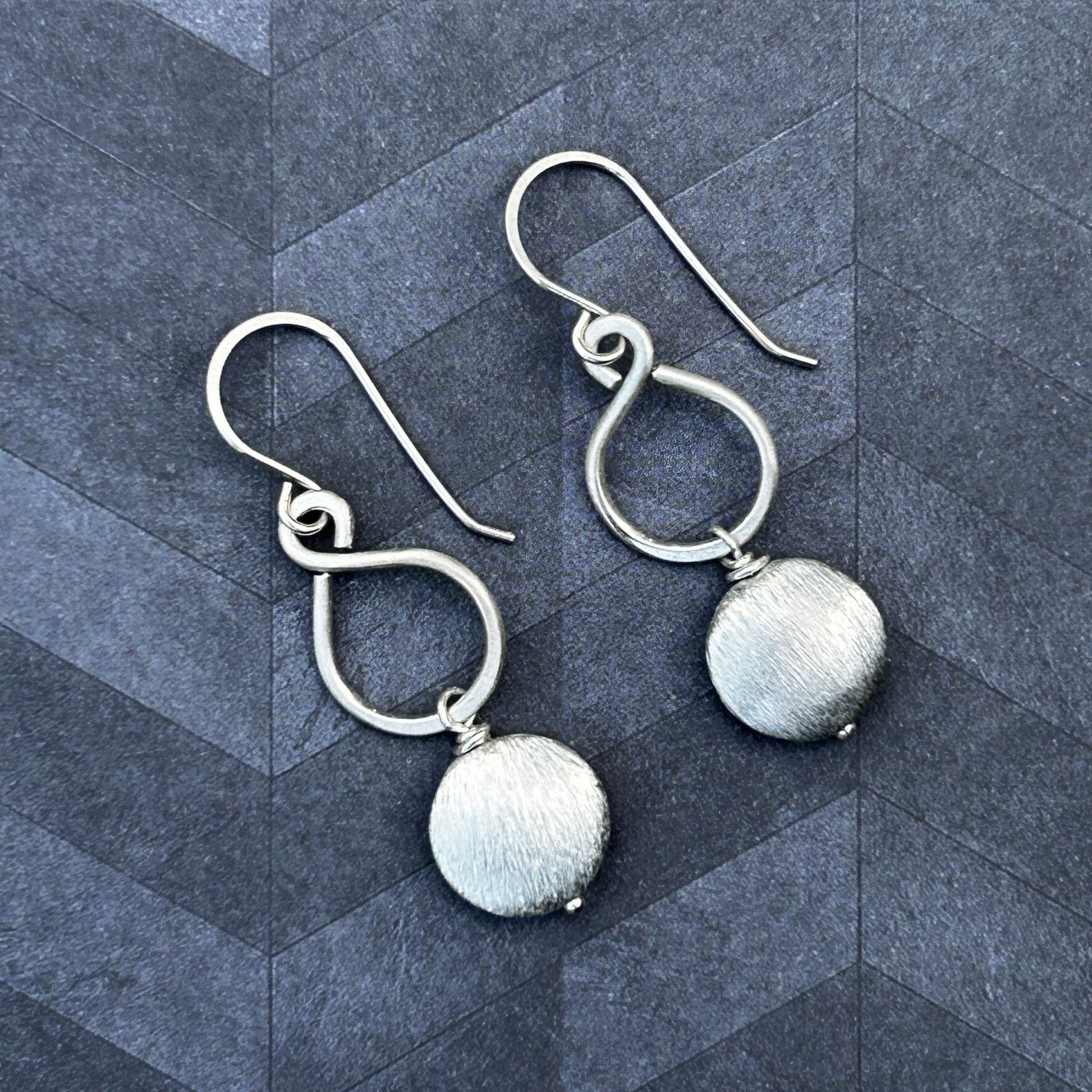 Sterling Silver Figure-8 Earrings with silver coin beads