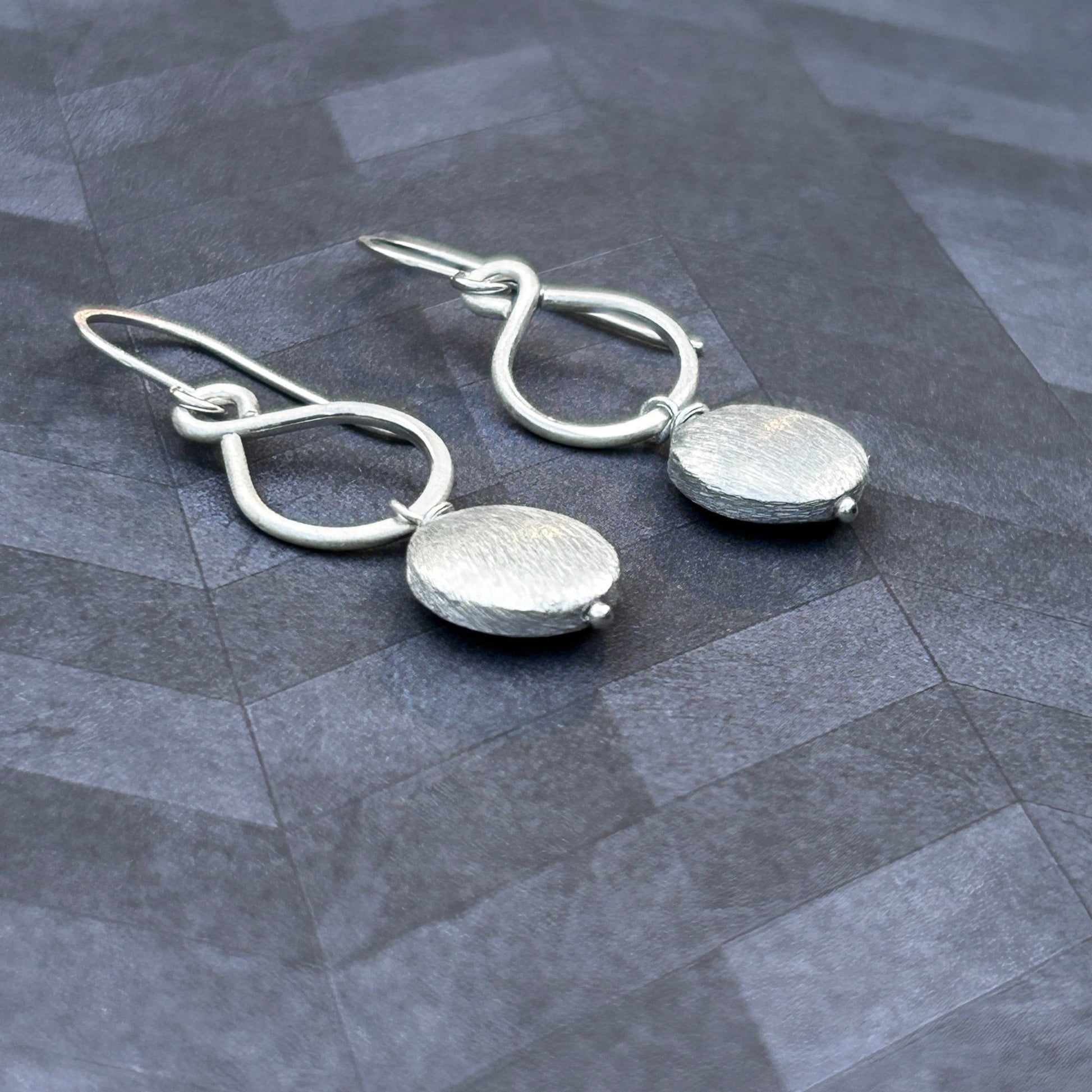 Sterling Silver Figure-8 Earrings with silver coin beads
