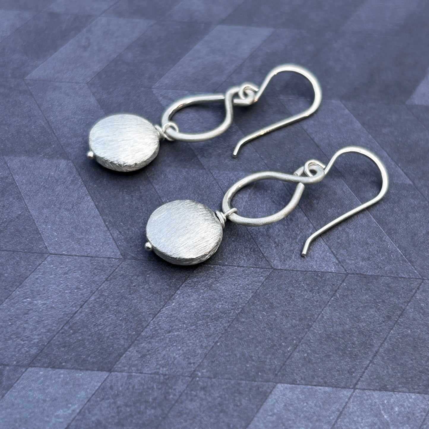 Sterling Silver Figure-8 Earrings with silver coin beads