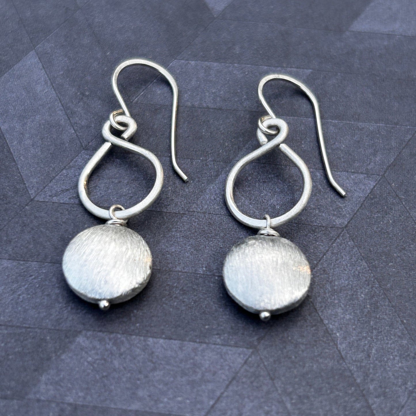 Sterling Silver Figure-8 Earrings with silver coin beads