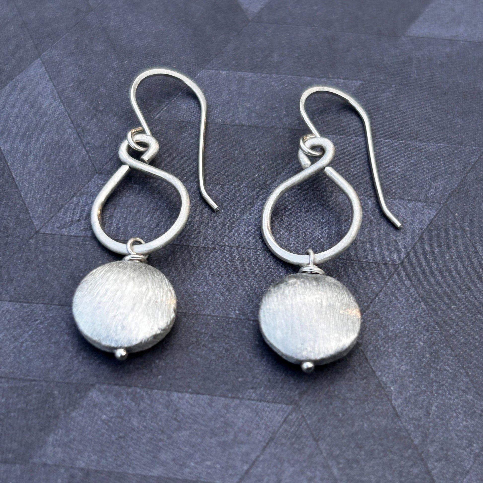 Sterling Silver Figure-8 Earrings with silver coin beads