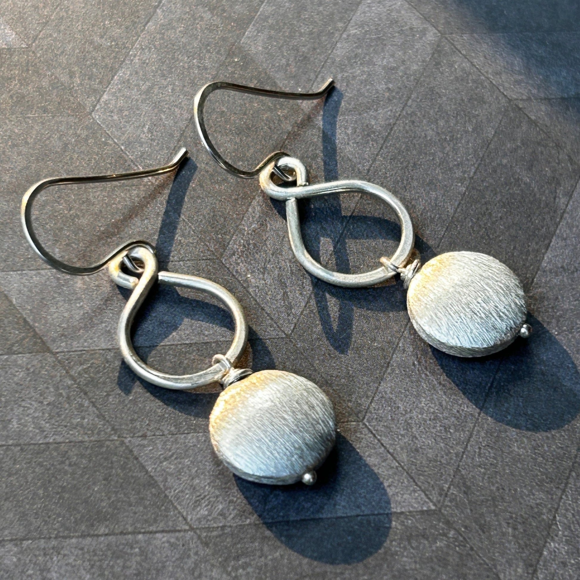 Sterling Silver Figure-8 Earrings with silver coin beads