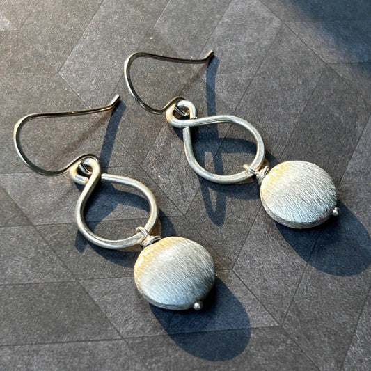 Sterling Silver Figure-8 Earrings with silver coin beads
