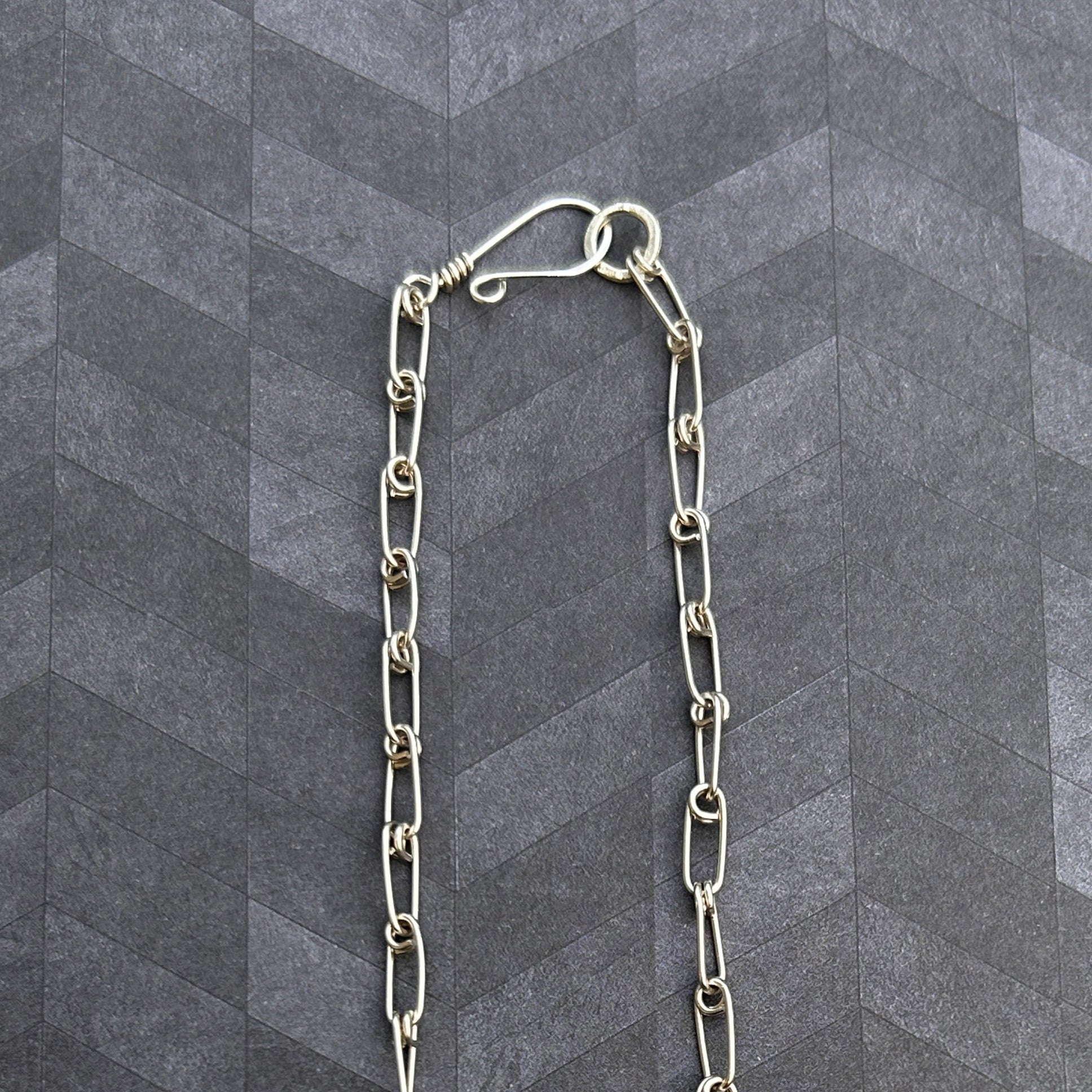 Sterling silver paper-clip chain necklace without amazonite